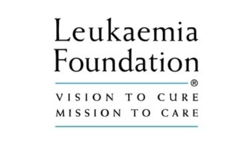 Leukaemia Foundation logo with the tagline "Vision to Cure, Mission to Care" written below the organisation's name in blue and black text, reflecting their commitment to supporting blood cancer and leukaemia patients.