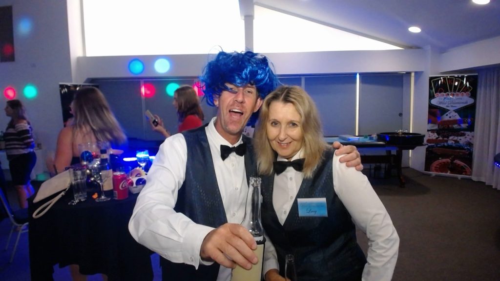 Professional casino dealers at Wild Diamonds Fun Casino event Brisbane - Guests enjoying luxury casino entertainment and party atmosphere at Sunshine Coast and Brisbane casino events